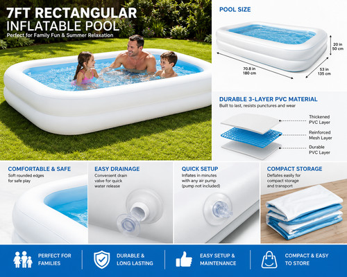 Large 7ft rectangular - rectangular, swimming